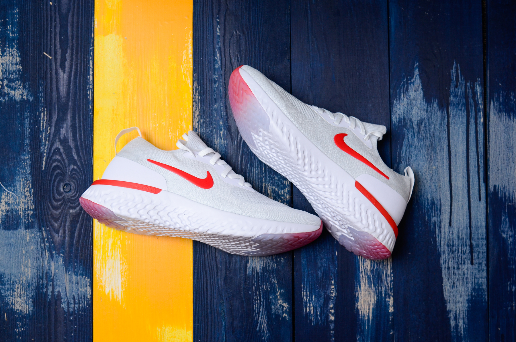 Nike Epic React Flyknit White Red Shoes